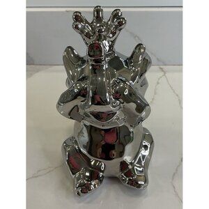 Elephant Silver Ceramic Incense Burner Accent Piece 90s Style
